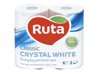 Tualetes papīrs Ruta Classic 4 ruļļi, 2-slāņu, balts