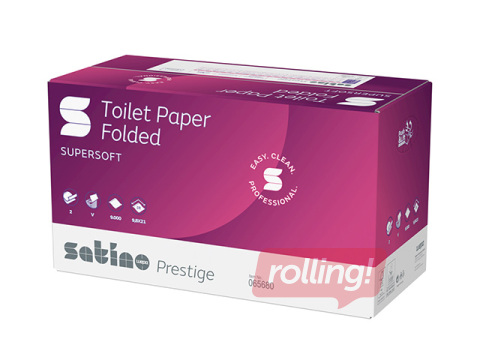 Tualetes papīrs loksnēs Satino Prestige, 2 slāņi, balts, 30 paciņas