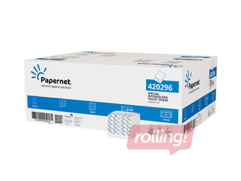 Tualetes papīrs loksnēs Papernet Interfolded, 2 slāņi, balts, 40 paciņas