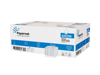 Tualetes papīrs loksnēs Papernet Interfolded, 2 slāņi, balts, 40 paciņas