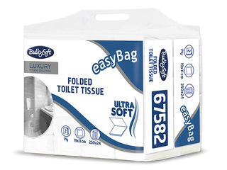 Tualetes papīrs loksnēs Bulkysoft, Luxury, 2 slāņi, balts, 24 paciņas