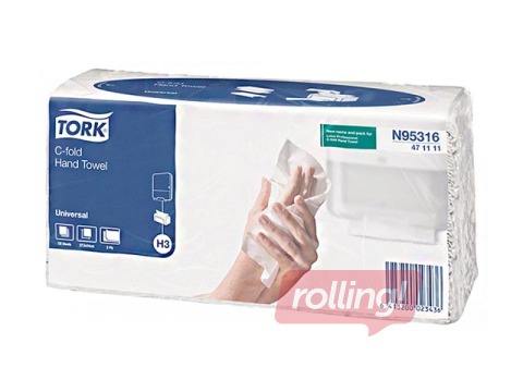 Roku salvetes Tork C-fold Universal H3, 20 pac., 2 slāņi, dabiski baltas