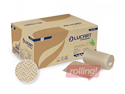 Papīra dvieļi LUCART Eco Natural 70 Joint, ar izņemamu serdi, 12 ruļļi, 2 slāņi, brūni