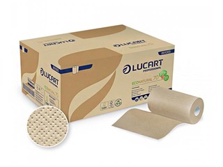 Papīra dvieļi LUCART Eco Natural 70 Joint, ar izņemamu serdi, 12 ruļļi, 2 slāņi, brūni