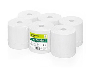 Papīra dvieļi Wepa Comfort centerfeed, 6 ruļļi, 1 slānis, balti