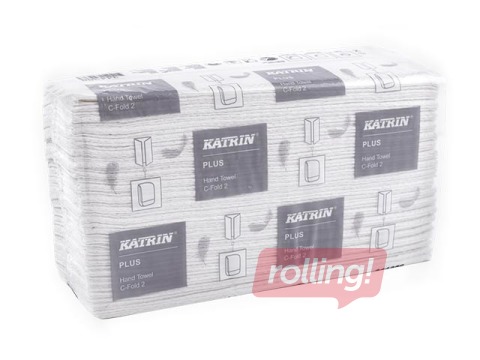 Papīra dvieļi loksnēs Katrin Plus C-Fold 2, 16 paciņas, 2 slāņi, balti
