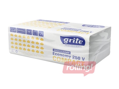 Roku salvetes Grite Economy 250 V Compact (platās 11.5cm), 20 pac.,1 slānis, baltas
