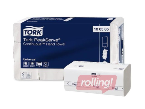 Papīra dvieļi loksnēs Tork Universal, PeakServe Continuous, H5, 1 slānis, 410 loksn., 12 pac., balti