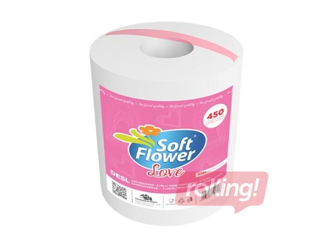 Papīra dvieļi Love Soft Flower, 1 rullis, 2 slāņu, 450 loksnes