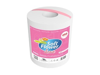 Papīra dvieļi Love Soft Flower, 1 rullis, 2 slāņu, 450 loksnes