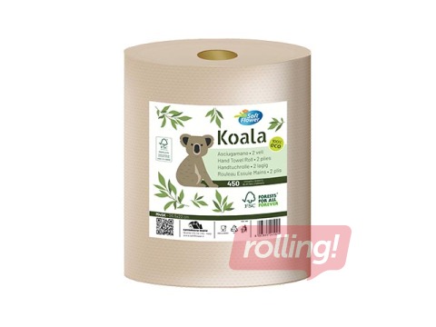 Papīra dvieļi Koala Soft Flower, 1 rullis, 2 slāņu, 450 loksnes