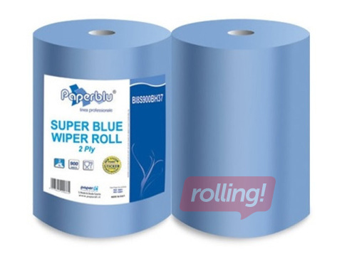 Industriālais papīrs Super Blue, Paperblu, 2 ruļļi, 340m, 2 slāņi, zils