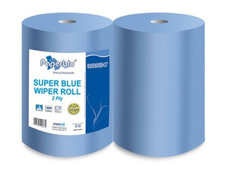 Industriālais papīrs Super Blue, Paperblu, 2 ruļļi, 340m, 2 slāņi, zils