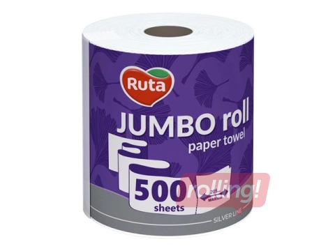 Papīra dvielis Ruta Jumbo, 1 rullis, 2 slāņu, 500 loksnes