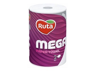 Papīra dvielis Ruta Mega 1 rullis,  2-slāņu, balts
