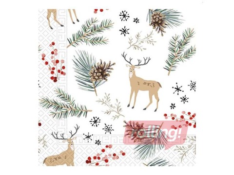 Salvetes, 33 x 33 cm, 20 gab., 3 slāņi, Ziemassvētku dizains