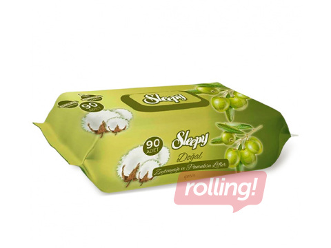 Mitrās salvetes Sleepy, Olive, 90 gab.