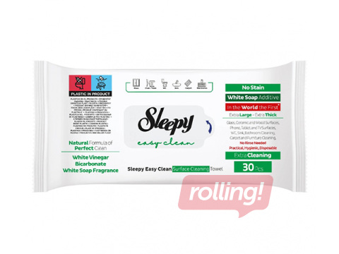 Mitrās salvetes Sleepy, Easy Clean, White Soap, 30 gab.