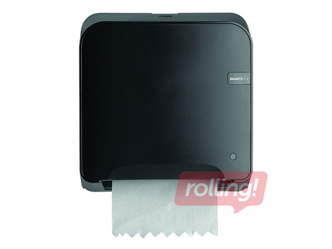 Papīra dvieļu ruļļos turētājs QuartzLine Minimatic XL, H1, plastikāta, melns