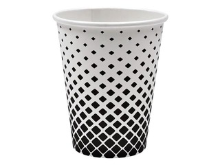 Paper cup ''Black squares'' print 250ml, ø80mm, 50pcs