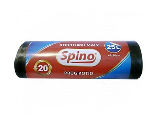 Atkritumu maisi Spino, 25 l, 9 mikr., 20 gab., melni