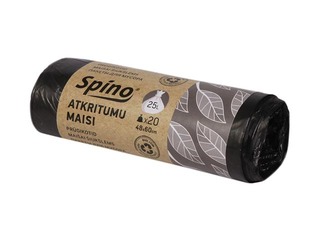 Atkritumu maisi Spino, 25 l, 9 mikr., 20 gab., melni