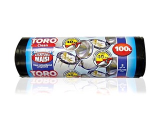 Garbage bags TORO, 100l, 50 mic., 5pcs., Black