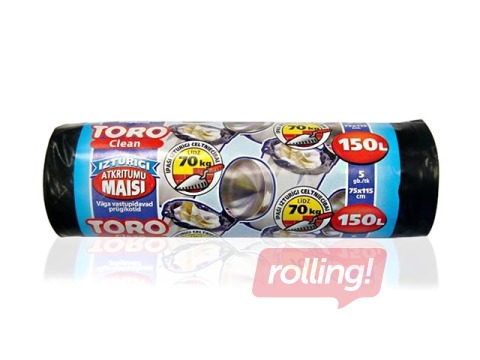 Atkritumu maisi TORO, 150 l, 58 mikr., 5 gab., melni