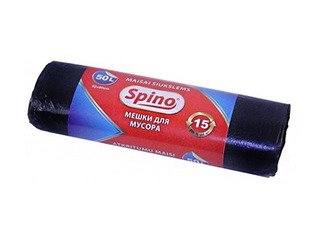 Atkritumu maisi Spino, 50 l, 12 mikr., 15 gab., melni