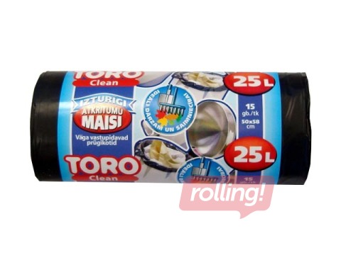 Prügikotid Toro 25 l, 50 x 58 cm, 30 mikronit, 15 tk, must