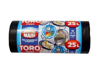 Atkritumu maisi Toro 25 l, 50 x 58 cm, 30 mikr., 15 gab., melni