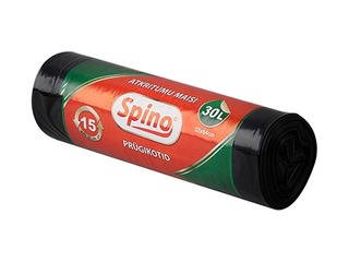 Atkritumu maisi Spino 30 l, LDPE, 52 x 64 cm, 33 mikr., 15 gab., melni