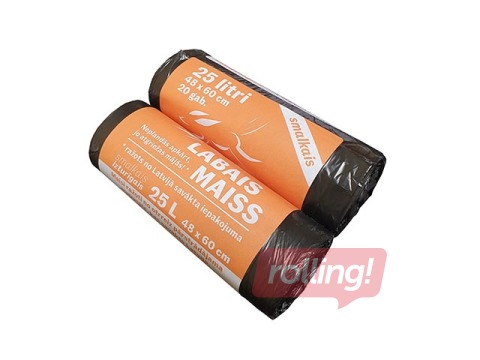 Smalkie atkritumu maisi Labais Maiss, 25l, 10 mikr., 20 gab., melni