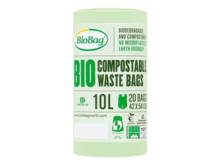 Biokompostējami maisiņi, BioBag, virtuves pārtikas konteineriem, 10l, 15 mikr., 20 gab.