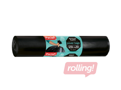 Atkritumu maisi Paclan Power, melni, 75micr., 120l, 20gab.