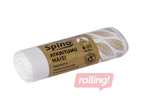 Atkritumu maisi Spino, balti, 9 mikr., 25l, 20 gab.