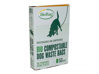 Atkritumu maisi BioBag suņu ekskrementiem, kompostējami, 20μm, melni, 20×32cm, 50 gab.