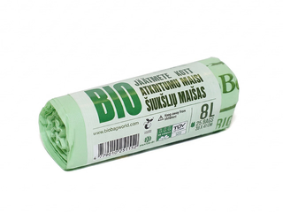 Atkritumu maisi BioBag, zaļi, kompostējami, 15micr., 8l, 25 gab.