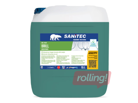 Trauku skalošanas līdzeklis Sanitec, Brill, Green Power, trauku mazgāšanas mašīnām, 15l