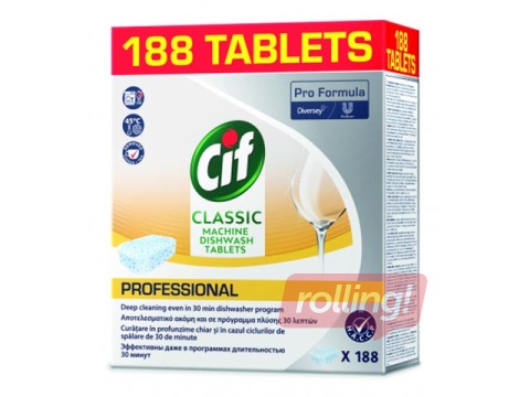Tabletes trauku mazgājamai mašīnai, Cif Professional Classic, 188 gab.