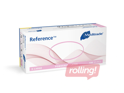 Cimdi lateksa ar pūderi Meditrade Reference, M 100 gab., baltie