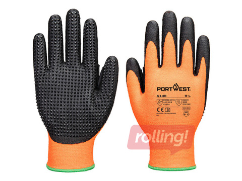 Darba cimdi labākai saķerei Grip 13, L izmērs, oranži/melni