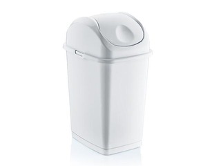 Atkritumu tvertne ar šūpojošos vāku SLIM plastmasas,balta, 35L