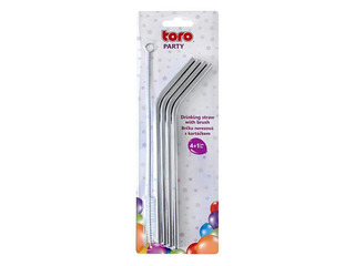 Straws stainless steel Toro, with brush, 4 pcs