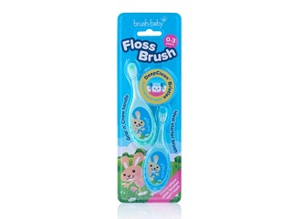 Zobu birste Flossbrush Brush-baby, 0-3 gadi, dubultpaka