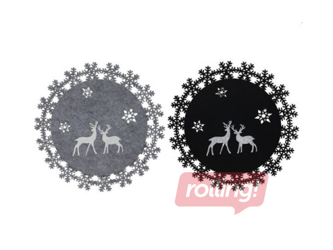 Galda paliktnis Ziemassvētku, filca, pelēks vai melns, Ø36cm