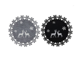 Galda paliktnis Ziemassvētku, filca, pelēks vai melns, Ø36cm