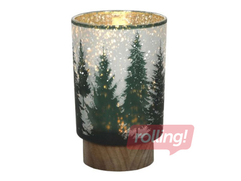 Laterna LED Ziemas egles, Ø10x15cm