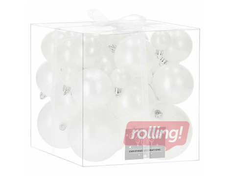 Ziemassvētku eglītes rotājumi Springos, bumbiņas, baltas, 37 gab.