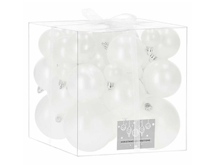 Ziemassvētku eglītes rotājumi Springos, bumbiņas, baltas, 37 gab.